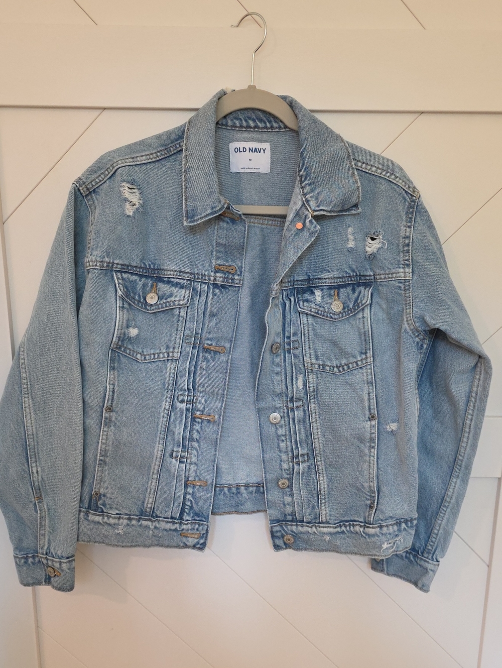 Old Navy Light Blue Distressed Denim Jacket